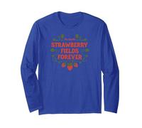 Los Beatles -Strawberry Fields Forever Manga Larga, Unisex para Adultos, Azul Real, M