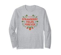 Los Beatles -Strawberry Fields Forever Manga Larga, Unisex para Adultos, Gris Jaspeado, L