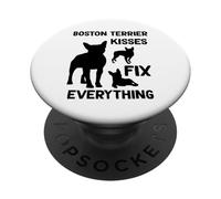 Los Besos de Boston Terrier arreglan Todo Boston Terrie mamá PopSockets PopGrip Adhesivo
