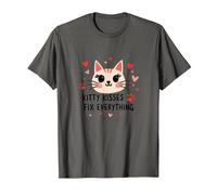 Los Besos de Gatito lo arreglan Todo - Cute Cat Love Camiseta, Hombre, Asfalto, XL