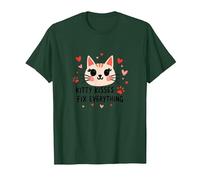 Los Besos de Gatito lo arreglan Todo - Cute Cat Love Camiseta, Hombre, Verde Bosque, M