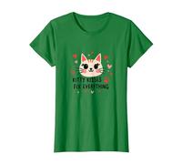 Los Besos de Gatito lo arreglan Todo - Cute Cat Love Camiseta, Mujer, Verde Kelly, XL