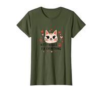 Los Besos de Gatito lo arreglan Todo - Cute Cat Love Camiseta, Mujer, Verde Oliva, XL