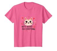 Los Besos de Gatito lo arreglan Todo - Cute Cat Love Camiseta, Niños, Rosa Jaspeado, 6 años