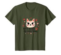 Los Besos de Gatito lo arreglan Todo - Cute Cat Love Camiseta, Niños, Verde Oliva, 4 años