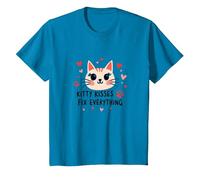 Los Besos de Gatito lo arreglan Todo - Cute Cat Love Camiseta, Niños, Zafiro, 2 años