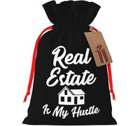"Los bienes raíces son mi pasión" - Bolsa de yute reutilizable con cordón ajustable, ideal para y fiestas.