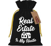 "Los bienes raíces son mi pasión" - Bolsa de yute reutilizable con cordón ajustable, ideal para y fiestas.