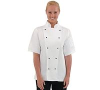Los blancos Chefs ropa dl711-m Whites Chicago - Chaqueta de chef, manga corta, tamaño: M, color: blanco