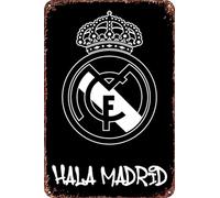 Los blancos Hala Madrid Game - Cartel de metal para decoración de sala de estar, cafetería, letrero decorativo para pared, 12 x 8 pulgadas