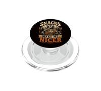 Los bocadillos me Hacen más Agradable Mapache Salvaje Comida rápida Snack Lover PopSockets PopGrip para MagSafe