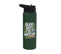 Los buenos días comienzan con el amor del té matcha Stainless Steel Insulated Water Bottle