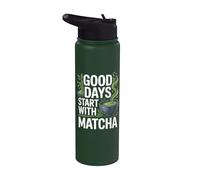 Los buenos días comienzan con energía positiva Matcha Stainless Steel Insulated Water Bottle