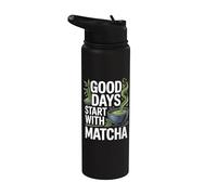 Los buenos días comienzan con energía positiva Matcha Stainless Steel Insulated Water Bottle