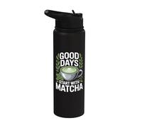 Los buenos días comienzan con la motivación del té verde Matcha Stainless Steel Insulated Water Bottle
