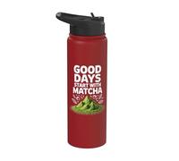 Los buenos días comienzan con las montañas de té verde Matcha Stainless Steel Insulated Water Bottle
