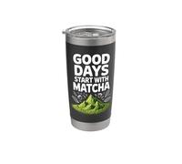 Los buenos días comienzan con las montañas de té verde Matcha Vaso térmico de acero inoxidable de doble pared