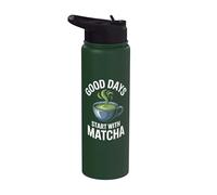 Los buenos días comienzan con los amantes del té matcha Stainless Steel Insulated Water Bottle