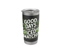 Los buenos días comienzan con matcha helado Vaso térmico de acero inoxidable de doble pared