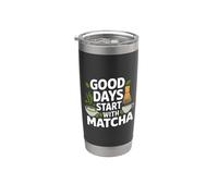 Los buenos días comienzan con Matcha Latte Vaso térmico de acero inoxidable de doble pared