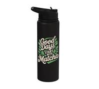 Los buenos días comienzan con Matcha - Matcha helado de té matcha Stainless Steel Insulated Water Bottle