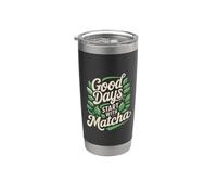 Los buenos días comienzan con Matcha - Matcha helado de té matcha Vaso térmico de acero inoxidable de doble pared