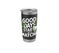Los buenos días comienzan con Matcha Vaso térmico de acero inoxidable de doble pared