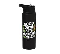 Los buenos días comienzan con té matcha Stainless Steel Insulated Water Bottle