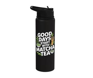 Los buenos días comienzan con té matcha Stainless Steel Insulated Water Bottle