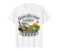 Los Buenos días comienzan en el jardín Golf y jardinería Camiseta gráfica económica, Hombre, Blanco, XL