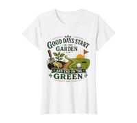 Los Buenos días comienzan en el jardín Golf y jardinería Camiseta gráfica económica, Mujer, Blanco, XL