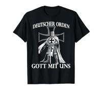Los Caballeros de Prusia Oriental cruzan la Edad Media Larp Camiseta gráfica económica, Hombre, Negro, XL