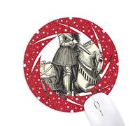 Los Caballeros Medievales de Europa el Dibujo de Linea Wheel Mouse Pad de Goma roja Redonda
