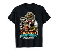 Los camareros prehistóricos lo Hacen Mejor Camarero de Dinosaurios Camiseta gráfica económica, Hombre, Negro, S