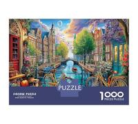 Los Canales de Amsterdam 1000 Pieza PuzzleCanal City Bicicletas Rompecabezas Premium con Las Challenge Puzzle Adultos Y Niños +14 Años Colores Variados38x26cm/1000pcs