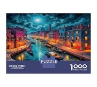 los Canales de Venecia Rompecabezas para Adultos 1000 Piezas,Lunlit Ciudad Rompecabezas 1000 Piezas para Adultos Desafiantes Juegos De Rompecabezas 70x50cm/1000pcs