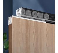Los carriles de las puertas correderas Kit de hardware incluye sistema de suspensión de 8 ruedas Hasta 100 kg 200 lbs para puertas de 30 - 50 mm riel de aluminio montaje en techo o lateral Múltiples