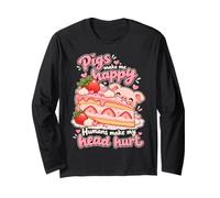 Los Cerdos Me Hacen Feliz Cochinillo Kawaii Cerdito Manga Larga