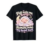 Los Cerdos me Hacen Feliz Kawaii Piglet Divertido Cerdito Camiseta