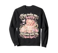 Los Cerdos Me Hacen Feliz Lechón Kawaii Cerdito Divertido Sudadera