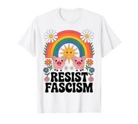Los Cerdos resisten el fascismo Retro Groovy Rainbow No Kings Hippie Camiseta