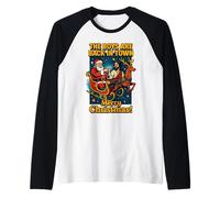 Los Chicos están de Vuelta en la Ciudad Navidad Jesús y Santa Camiseta Manga Raglan