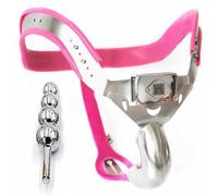 Los cinturones de castidad, las jaulas para el pene de acero inoxidable, los trajes, los tapones anales y los dispositivos trabajan juntos para crear juguetes sexuales incomparables(Pink,60/70cm)