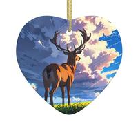 Los colgantes de cerámica con forma de corazón con diseño de ciervo en las llanuras crean un ambiente cálido para hogares, fiestas y regalos.