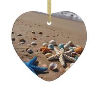 Los colgantes de cerámica en forma de corazón con diseño de estrella de mar crean un ambiente cálido para hogares, fiestas y regalos.