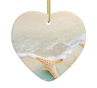 Los colgantes de cerámica en forma de corazón con diseño de estrella de mar de playa crean un ambiente cálido para hogares, fiestas y regalos.