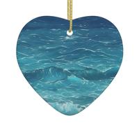 Los colgantes de cerámica en forma de corazón con estampado de mar azul profundo crean un ambiente cálido para hogares, fiestas y regalos.