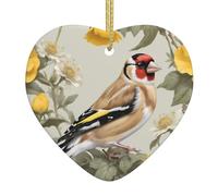 Los colgantes de cerámica en forma de corazón con patrón de jilguero crean un ambiente cálido para hogares, fiestas y regalos.