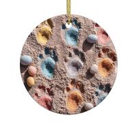 Los colgantes redondos de cerámica de Navidad con diseño de huellas de conejo de Pascua de WHJSHOP son suaves y delicados para decoración de vacaciones, fiestas, bailes y escaparates