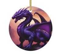 Los colgantes redondos de cerámica de Navidad con estampado de dragones YYHWHJDE púrpura y Wirte son suaves y delicados para decoración de vacaciones, fiestas, bailes y escaparates
